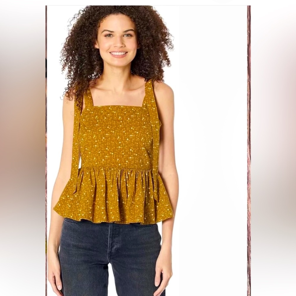 Madewell - Rosalie Tie Strap Peplum Top in Daisy Stitch